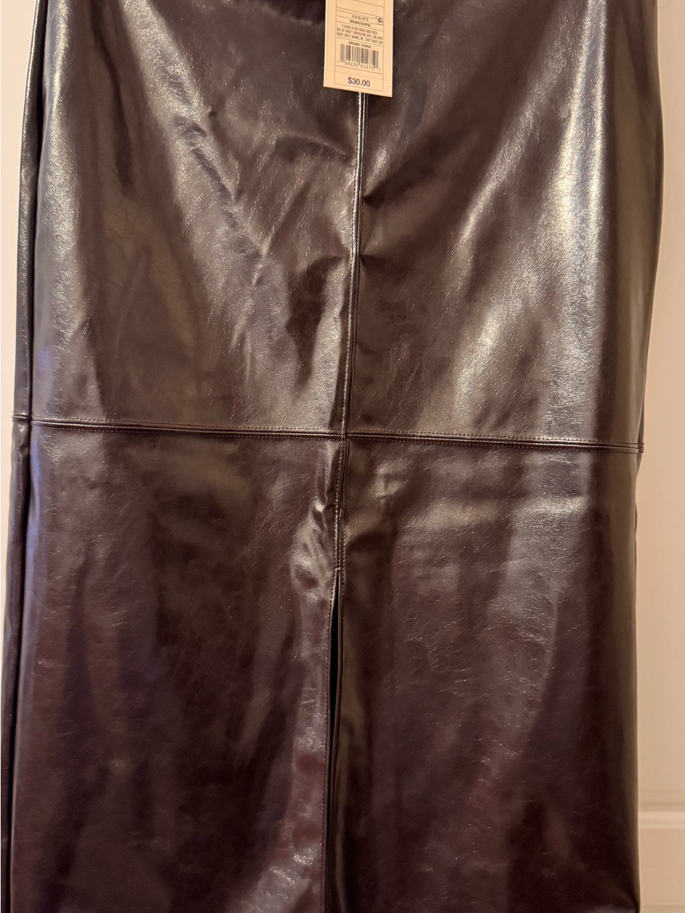 NWT Faux Leather Pencil Skirt in Dark Brown